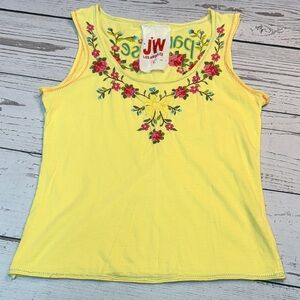 JOHHNY WAS Floral Embroidered Women's Top Size M 100% Cotton